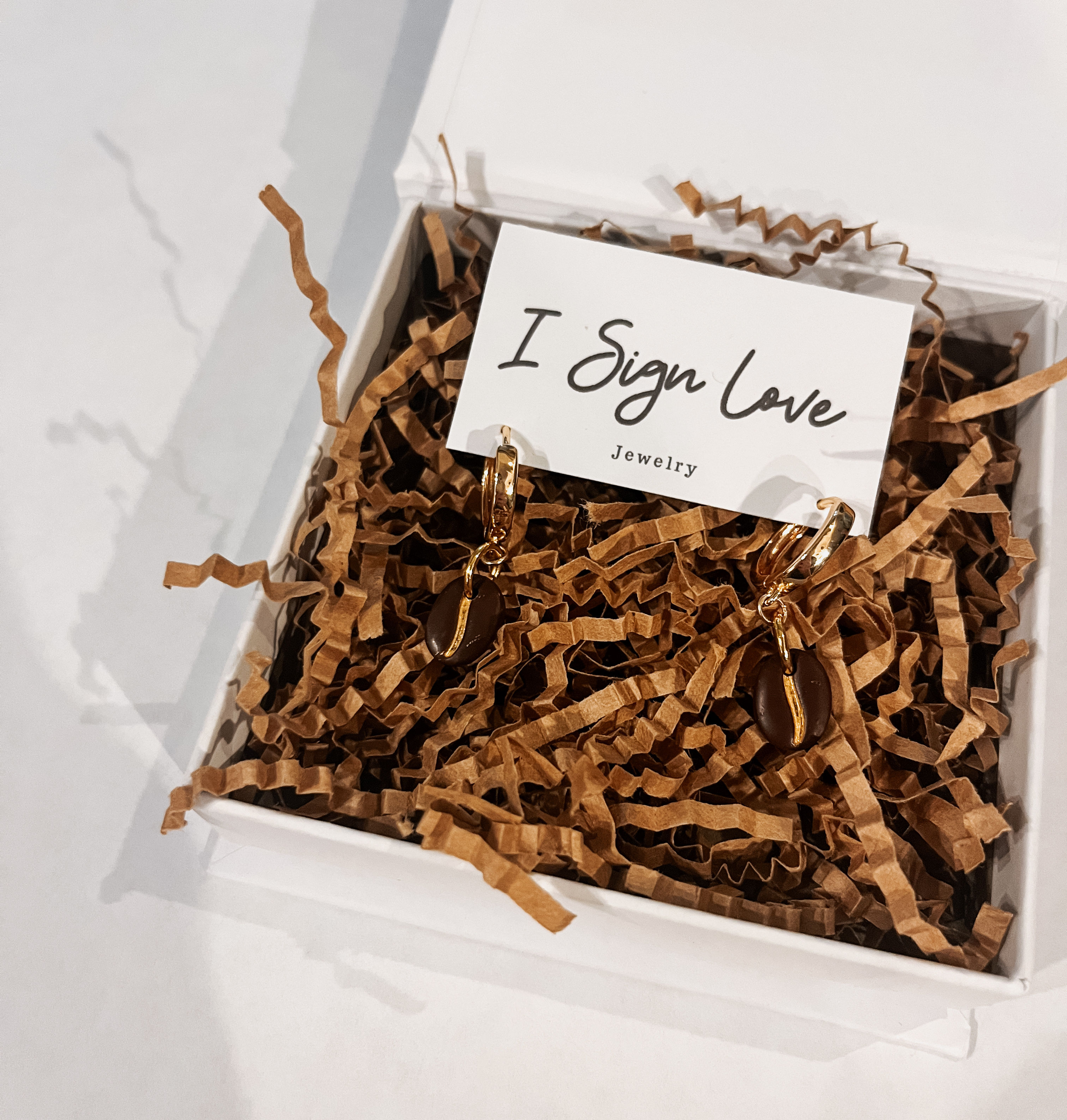 Gold Coffee Bean Dangles