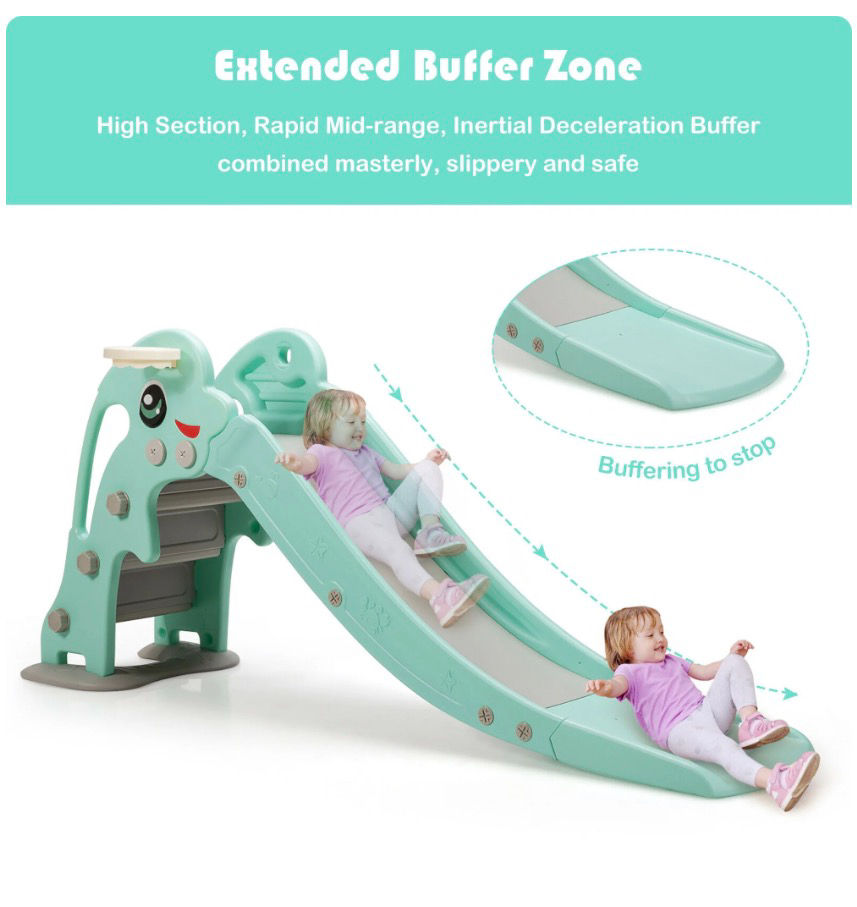 Thumbnail: Costway 3-in-1 Kids Climber Slide Play Set w/Basketball Hoop 