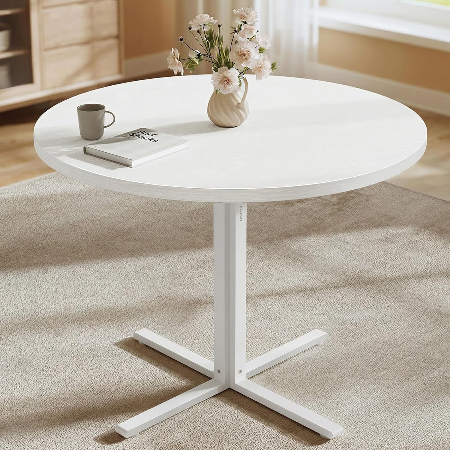 VASAGLE Dining Table, Small Round Kitchen Table for 4 People, 31.5 x 29.4 Inches