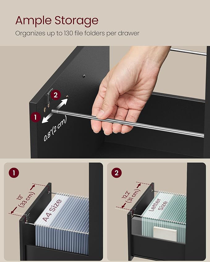 Thumbnail: VASAGLE 3 Drawers File Cabinet with Lock