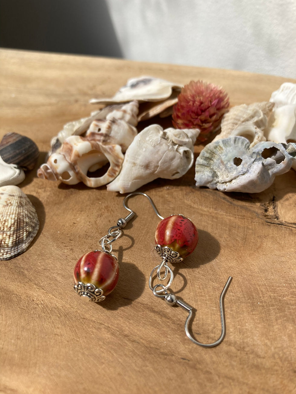 Miniature : Boucles d'oreilles pendantes avec perles en céramique