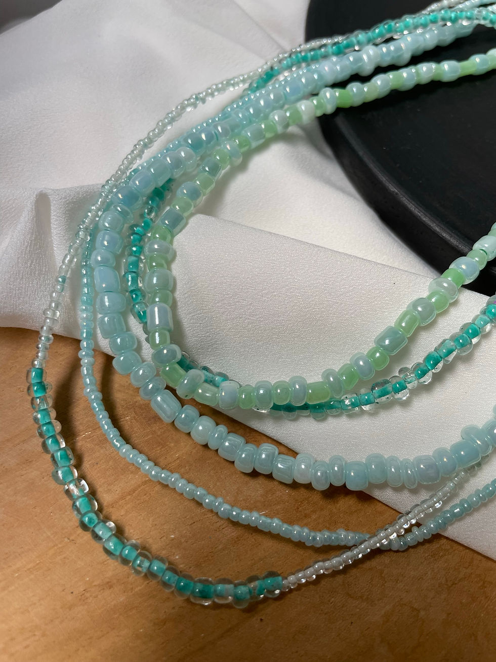 Miniature : Collier multi rang perles bleues