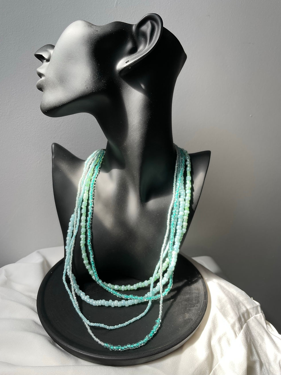 Miniature : Collier multi rang perles bleues