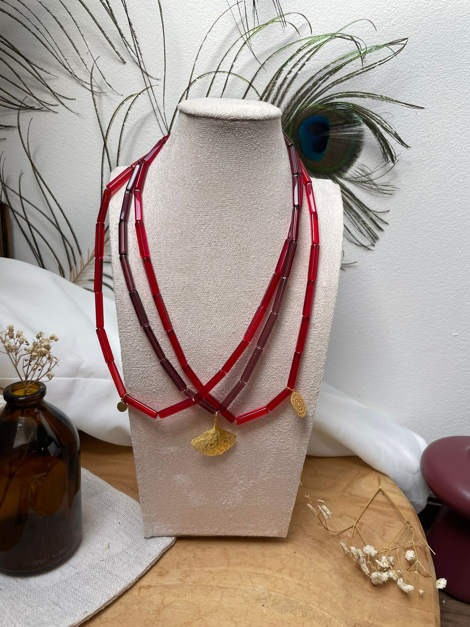 Collier triple ginkgo