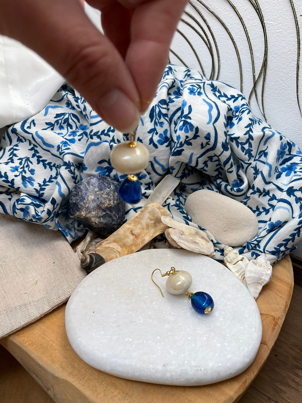 Thumbnail: Boucles d'oreilles pendantes méditerranée