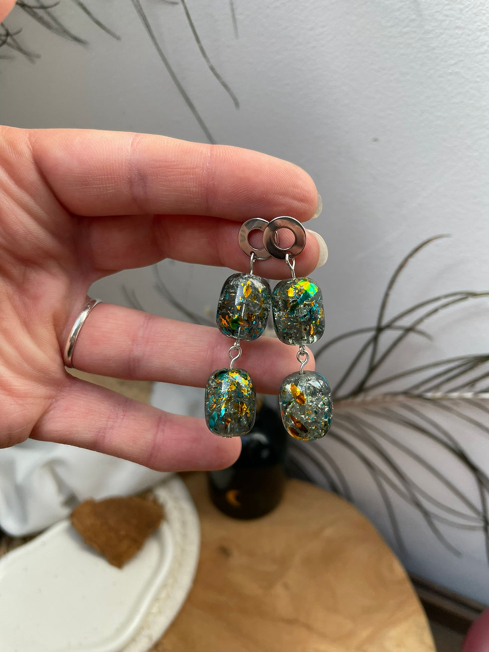 Thumbnail: Pendantes bleu x or double