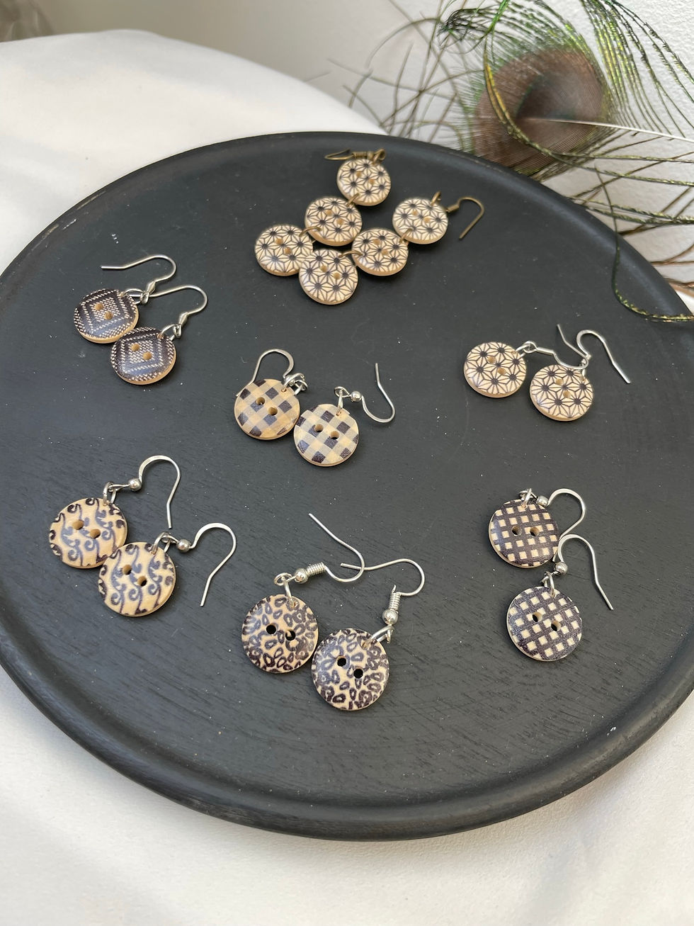 Pendantes boucles d'oreilles boutons noirs