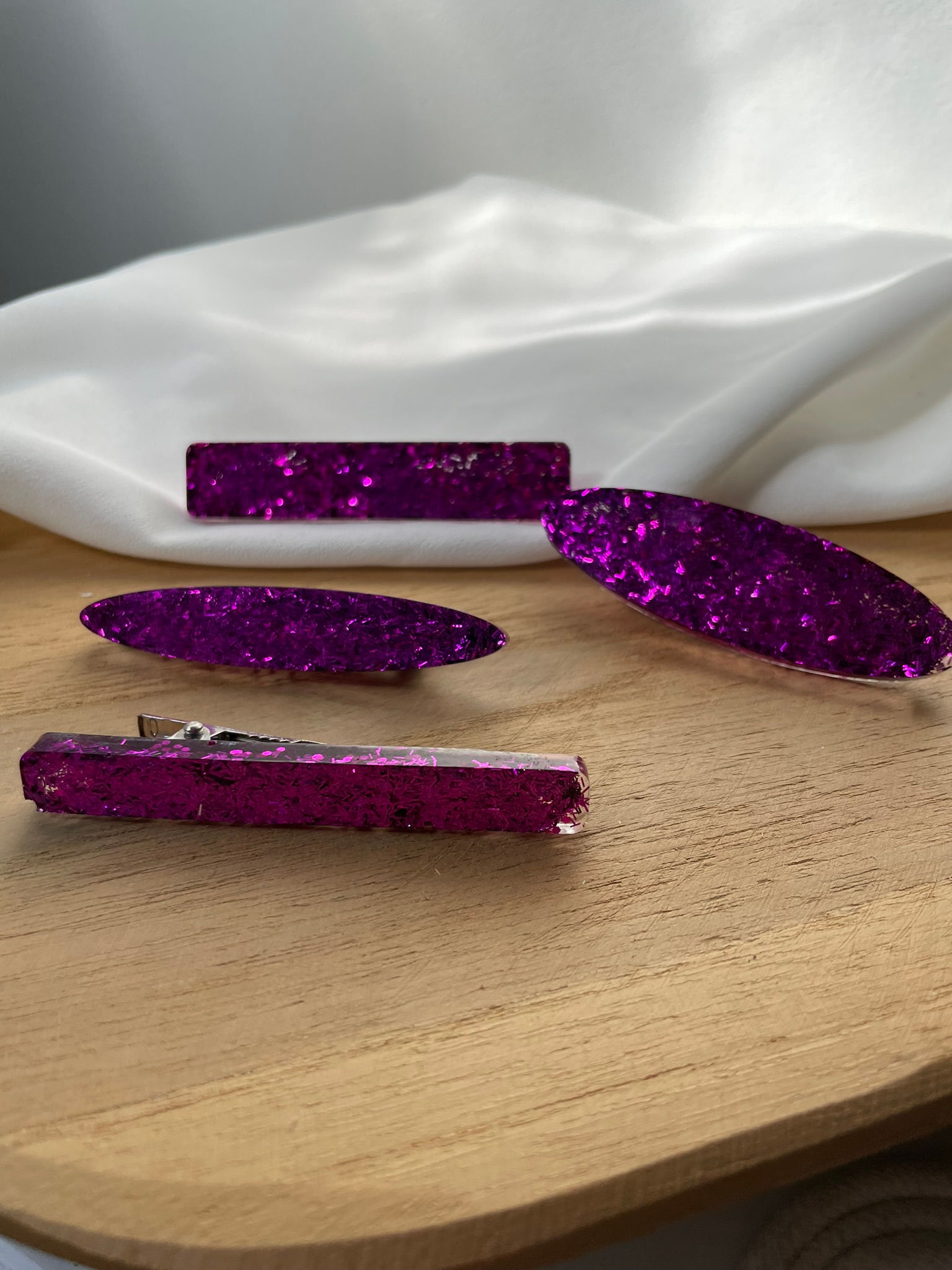 Barrettes paillettes rose violet
