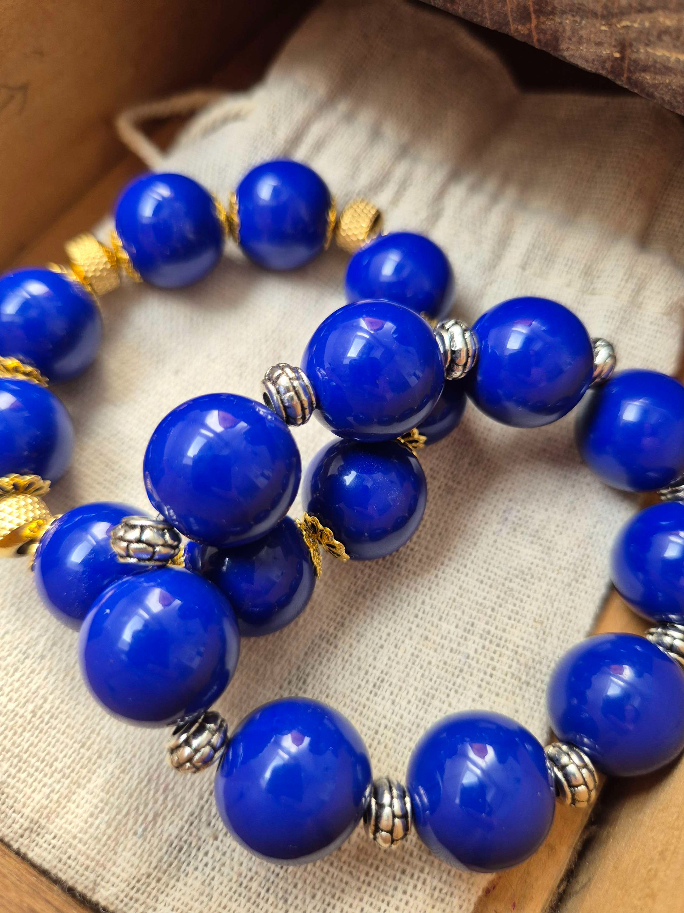 Bracelet bleu - ARGENTE OU DORE