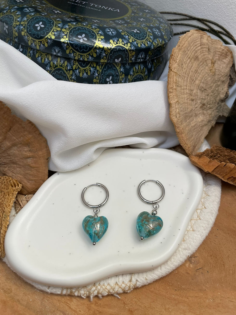 Thumbnail: Créoles acier perles coeurs