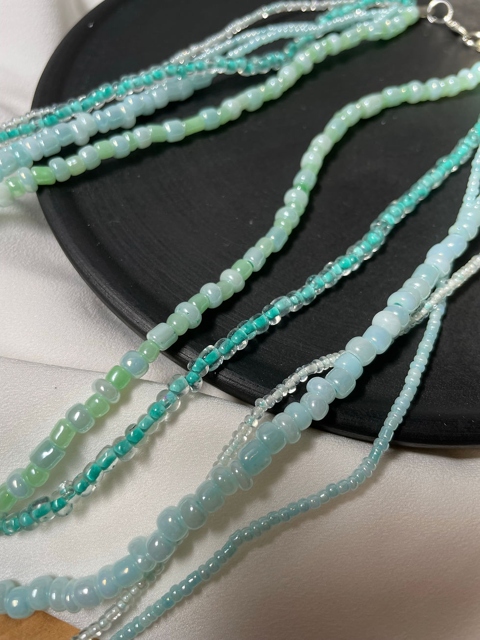 Miniature : Collier multi rang perles bleues