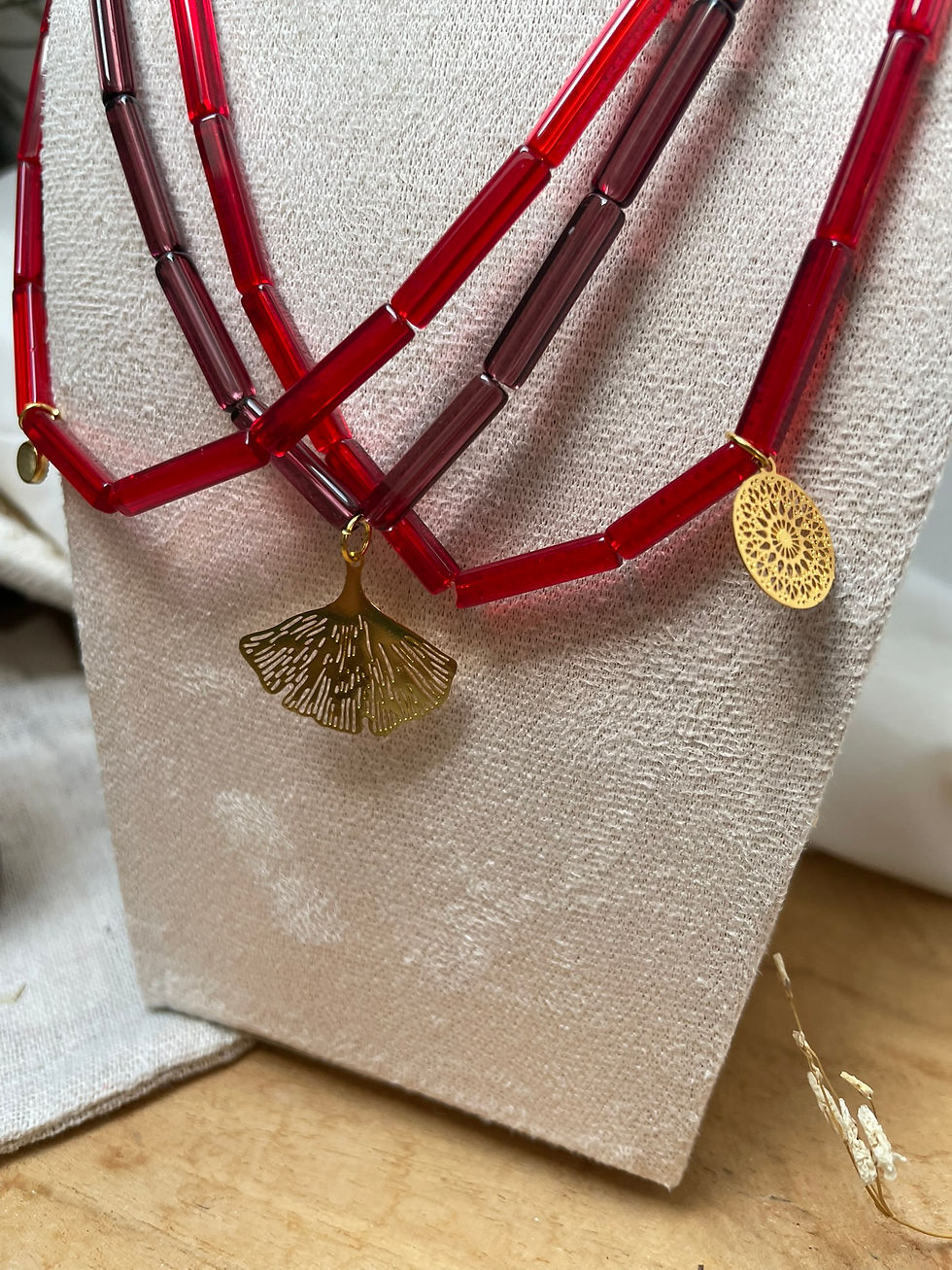 Miniature : Collier triple ginkgo