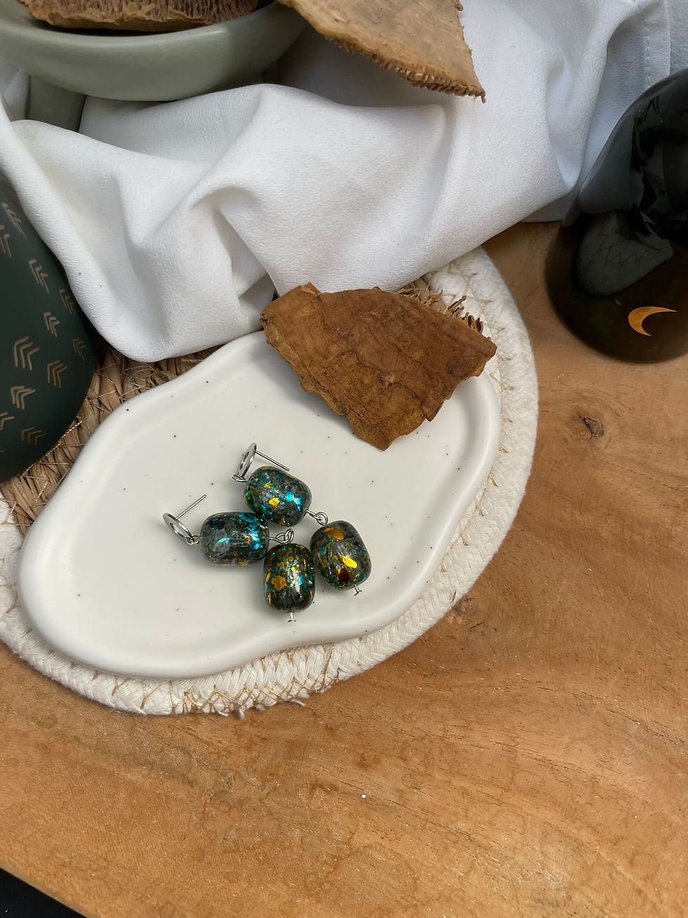 Thumbnail: Pendantes bleu x or double