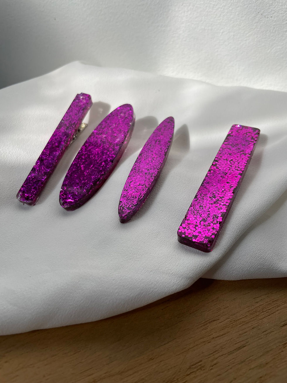Thumbnail: Barrettes paillettes rose violet