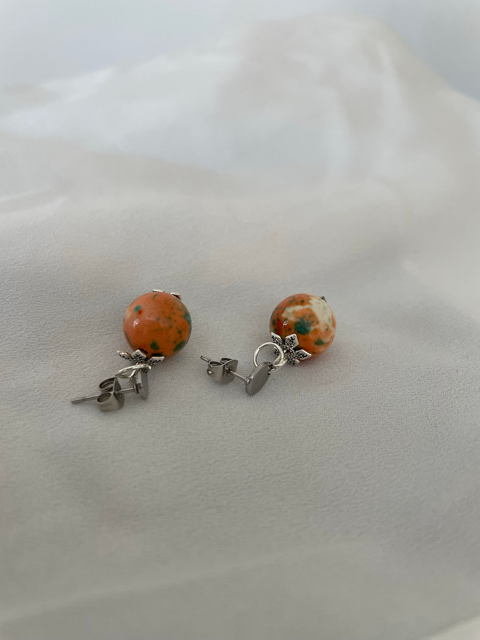 Miniature : Paires de boucles d'oreilles perles jade océan 12mm bleue orange