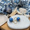 Thumbnail: Boucles d'oreilles boules bleues
