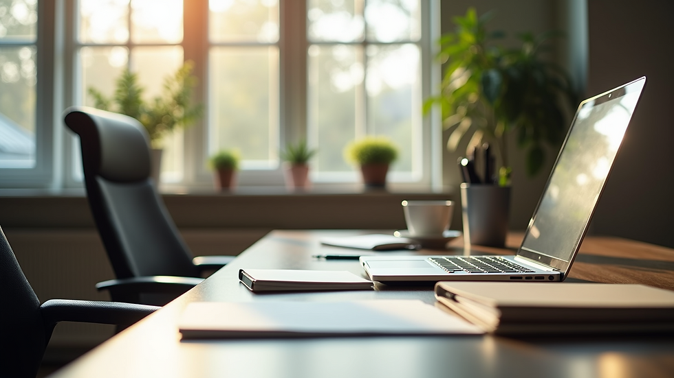 Eye-level view of a tranquil office space that fosters a productive environment