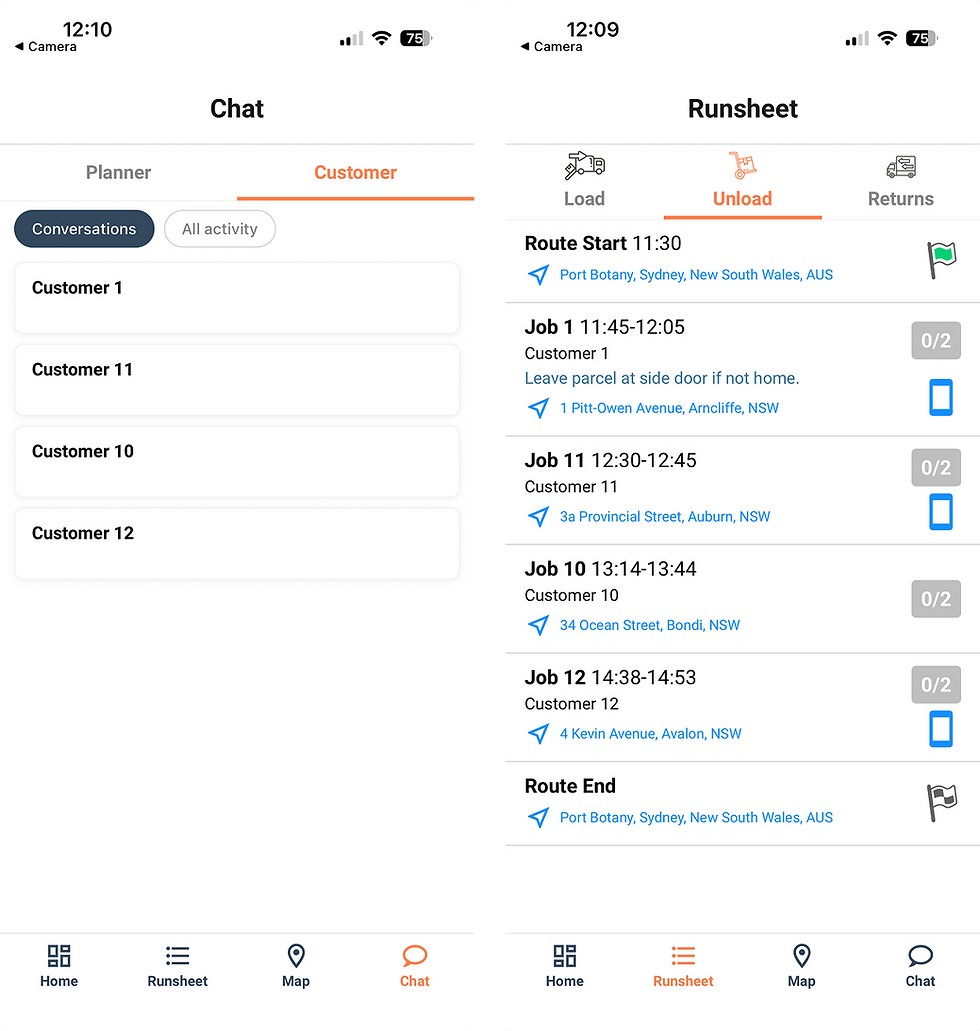 Customer Communication in the Driver App