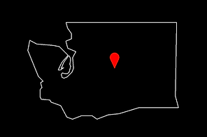 Washington state outline with Malaga location
