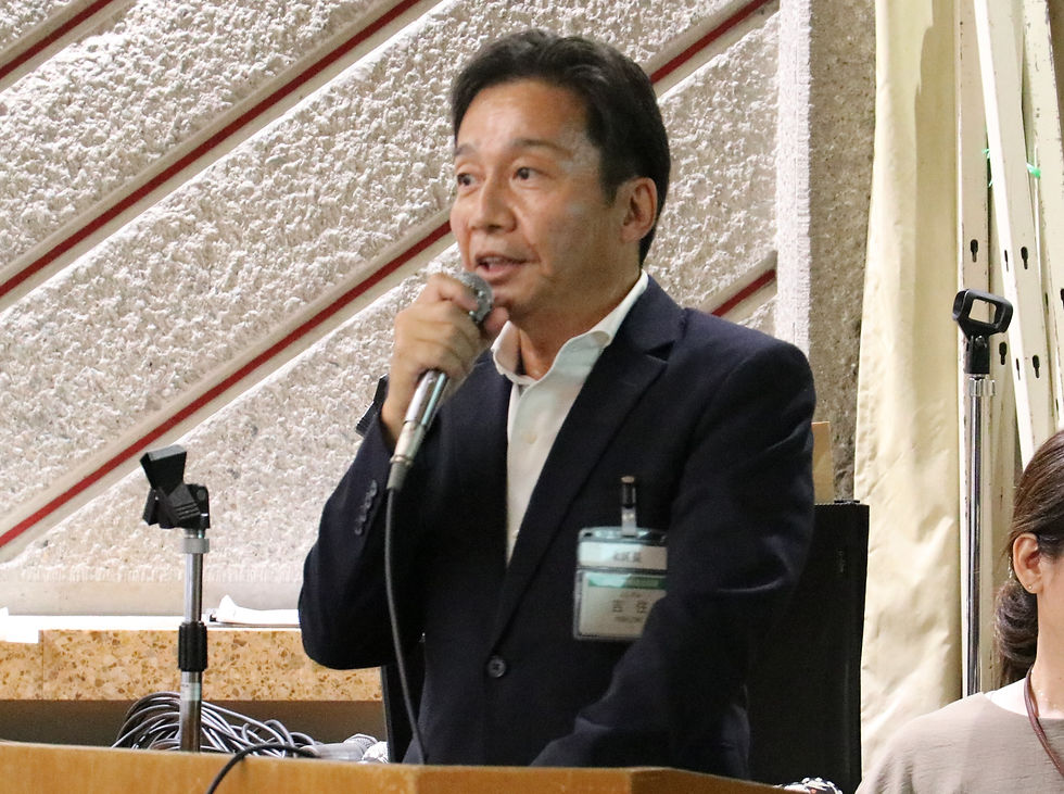 地区集談会の冒頭に基調講演する吉住区長