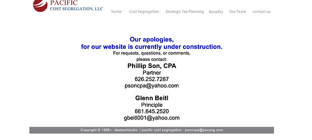 screen shot of cost seg company homepage