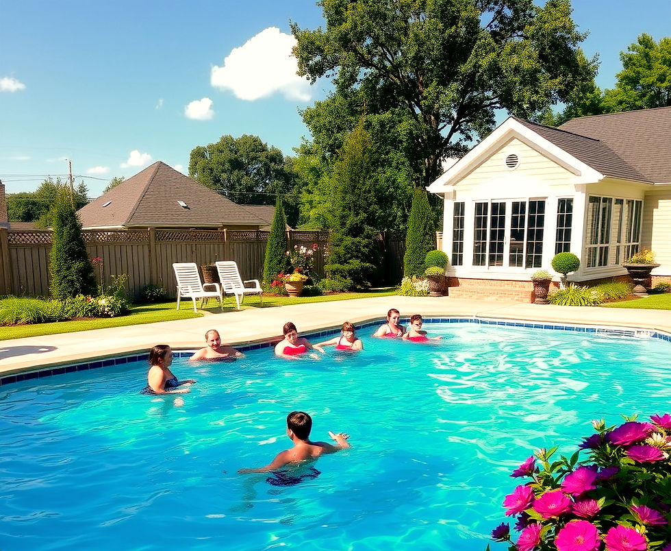 A family in their pool