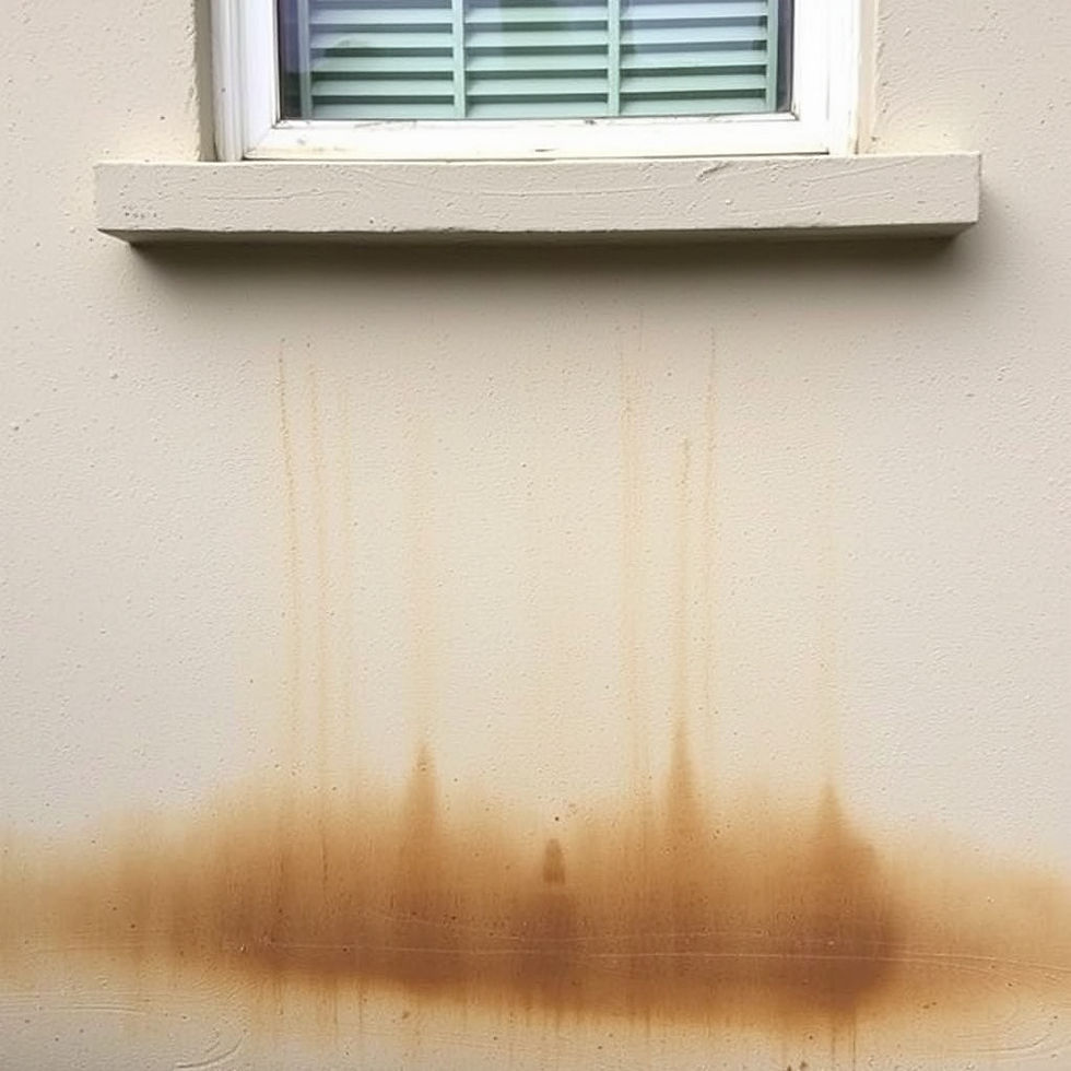 Staining below a window