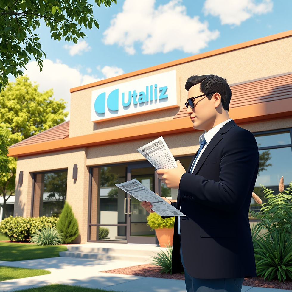 Business owner reviewing utility bill