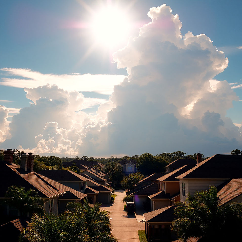 July sunshine over a Houston neighborhood