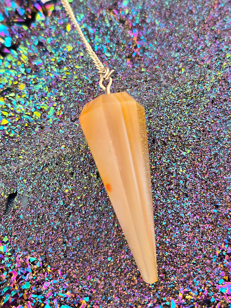 Thumbnail: {energized} 6 Faceted Banded Agate Pendulum