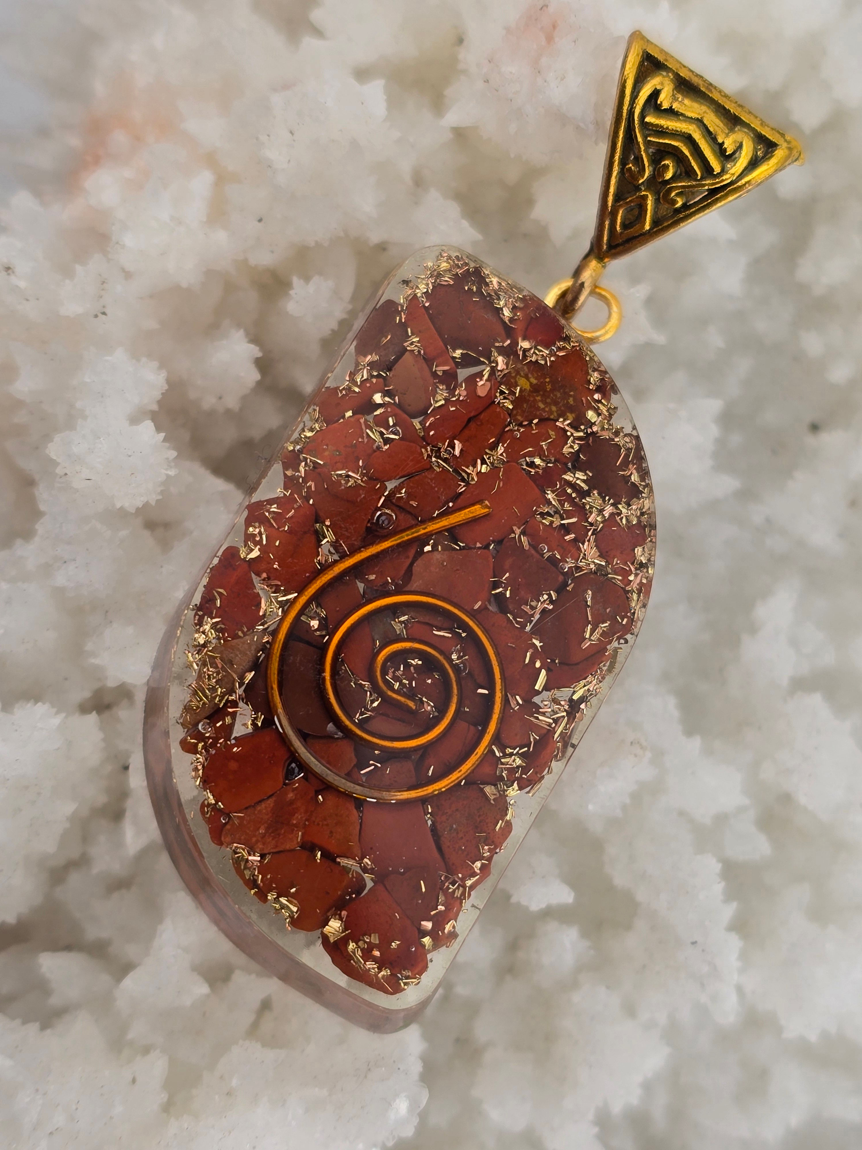 {energized} Abundance & Vitality - Red Jasper Orgonite Pendant