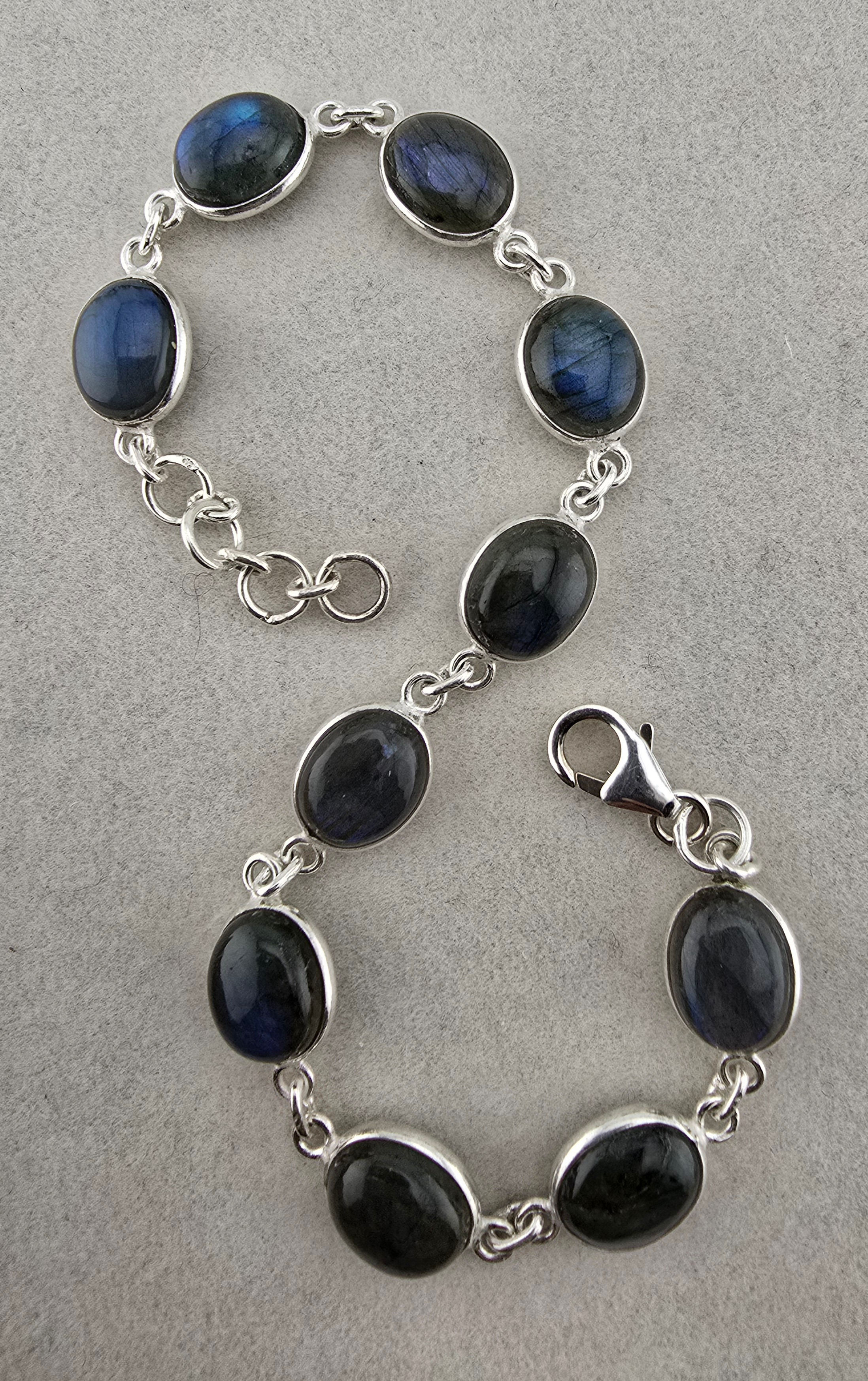 {energized} Higher Wisdom -Natural Labradorite Silver Bracelet