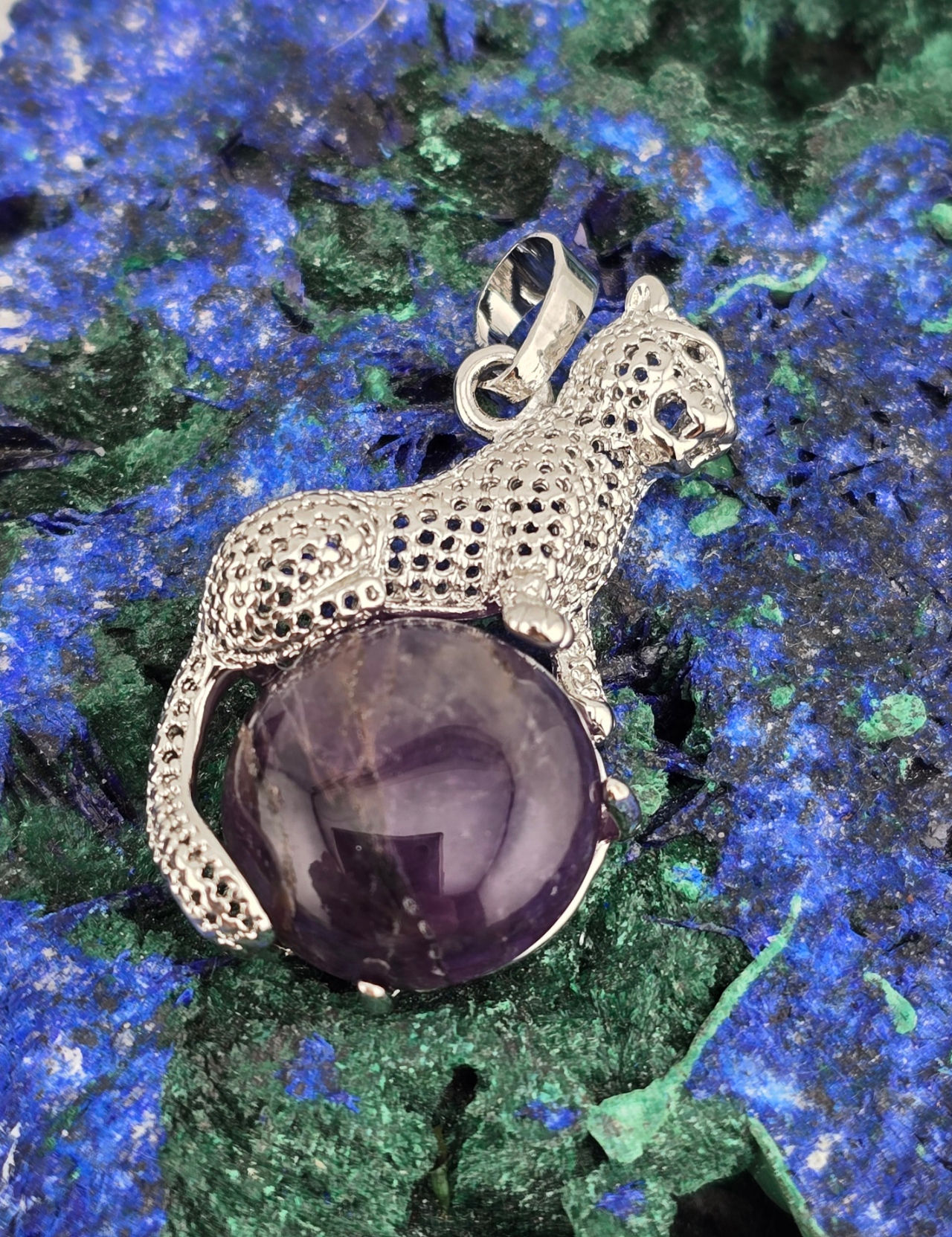 {energized} Jaguar with Amethyst Pendant