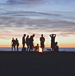 Beach Bonfire Gathering