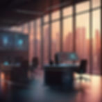 Darker image of futuristic business office in background with screens no people.jpg