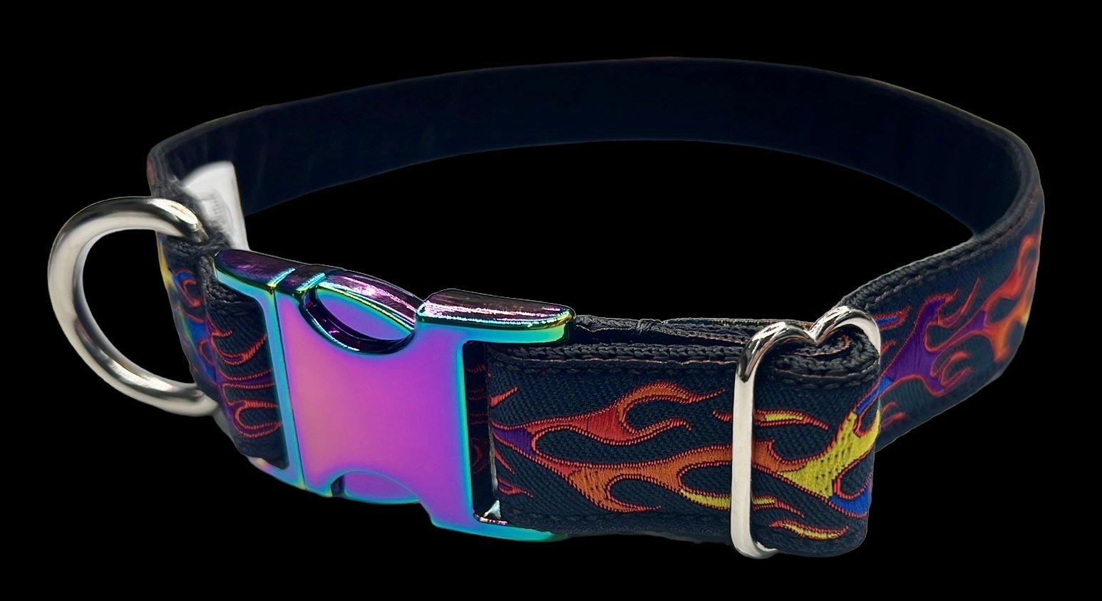 Flames collar with color buckle
