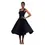 Miniatura: Vestido acampanado estructurado azul azabache Henira con espalda con cordones