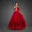 Thumbnail: red pink off shoulder tiered tulle gown side view