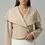 Thumbnail: Beige Wool-Blend Jacket with Oversized Lapel Collar