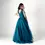 Thumbnail: Luxury Draped Tulle Gown in Teal with Flowing Cape Sleeves