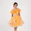 Thumbnail: Yellow Floral Organza Corset Mini Dress with 3D Appliqué