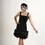 Thumbnail: Virela Midnight Rosette Hem Mini Dress in Cotton Satin Blend
