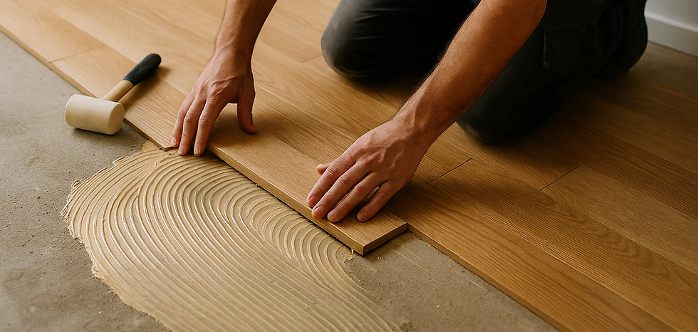 Bodenleger bei der Arbeit — Kundenprojekt Handwerksbetrieb Deutschschweiz