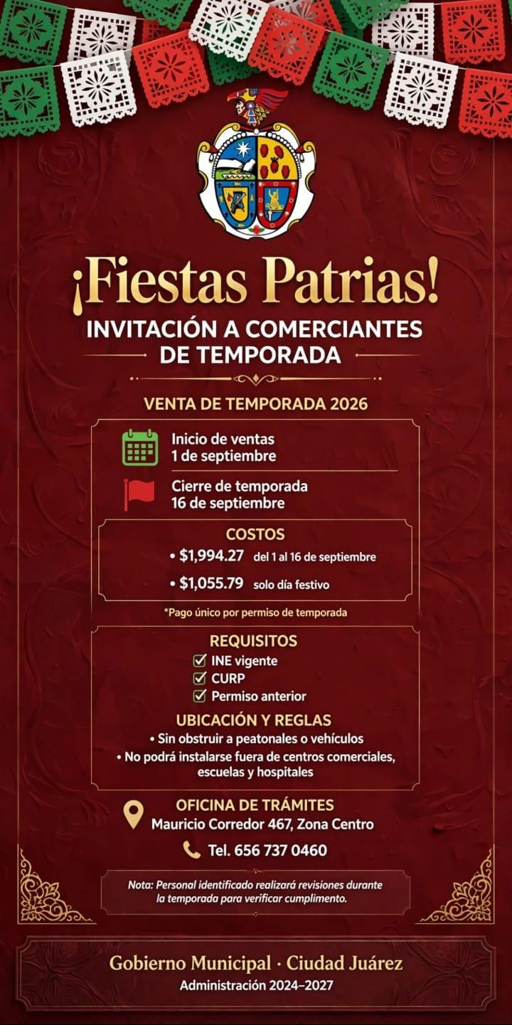Invita Regulación Comercial a tramitar permiso para venta de artículos por el mes de la patria