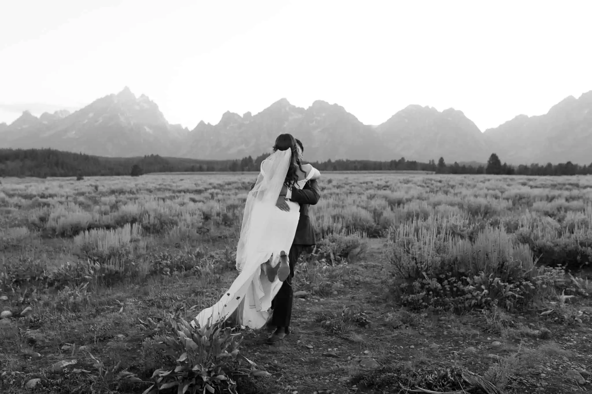 bridal portraits in the tetons at sunset