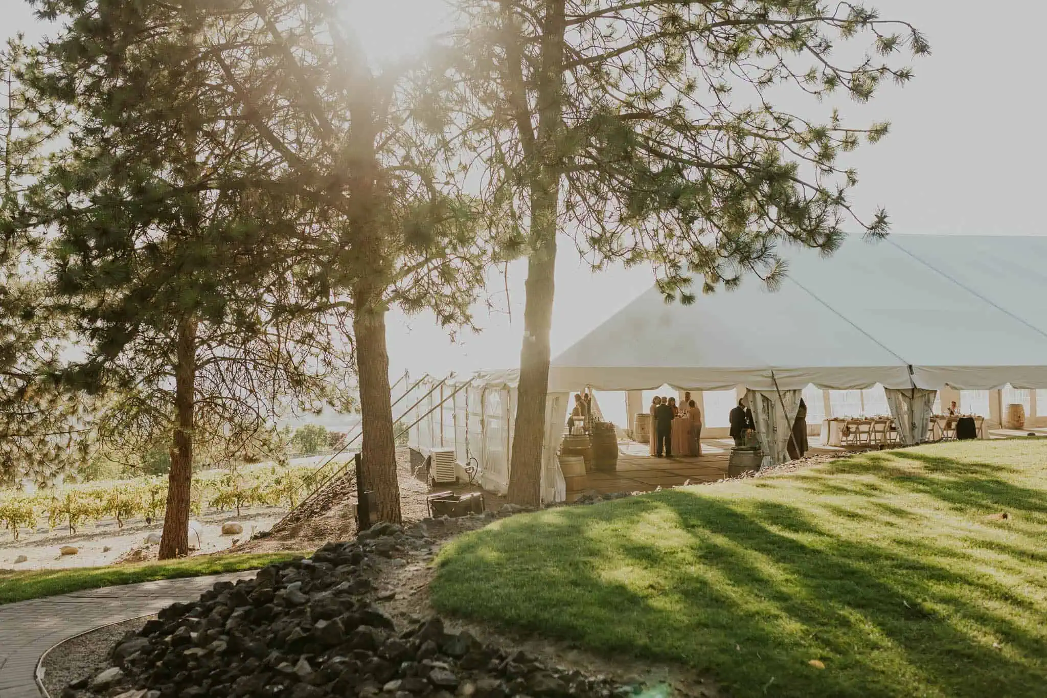 reception tent at arbor crest winery