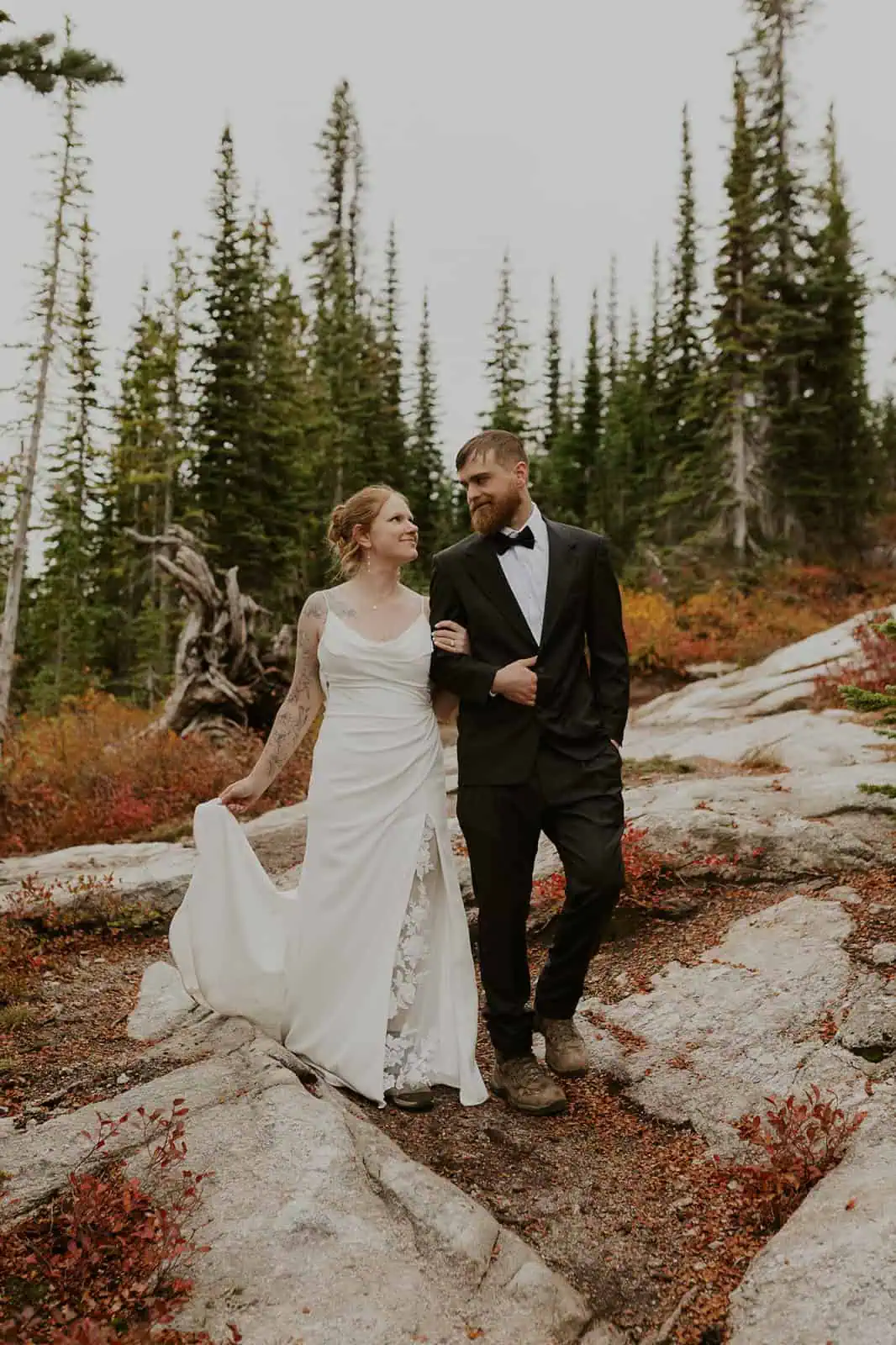 fall hiking mountain elopement