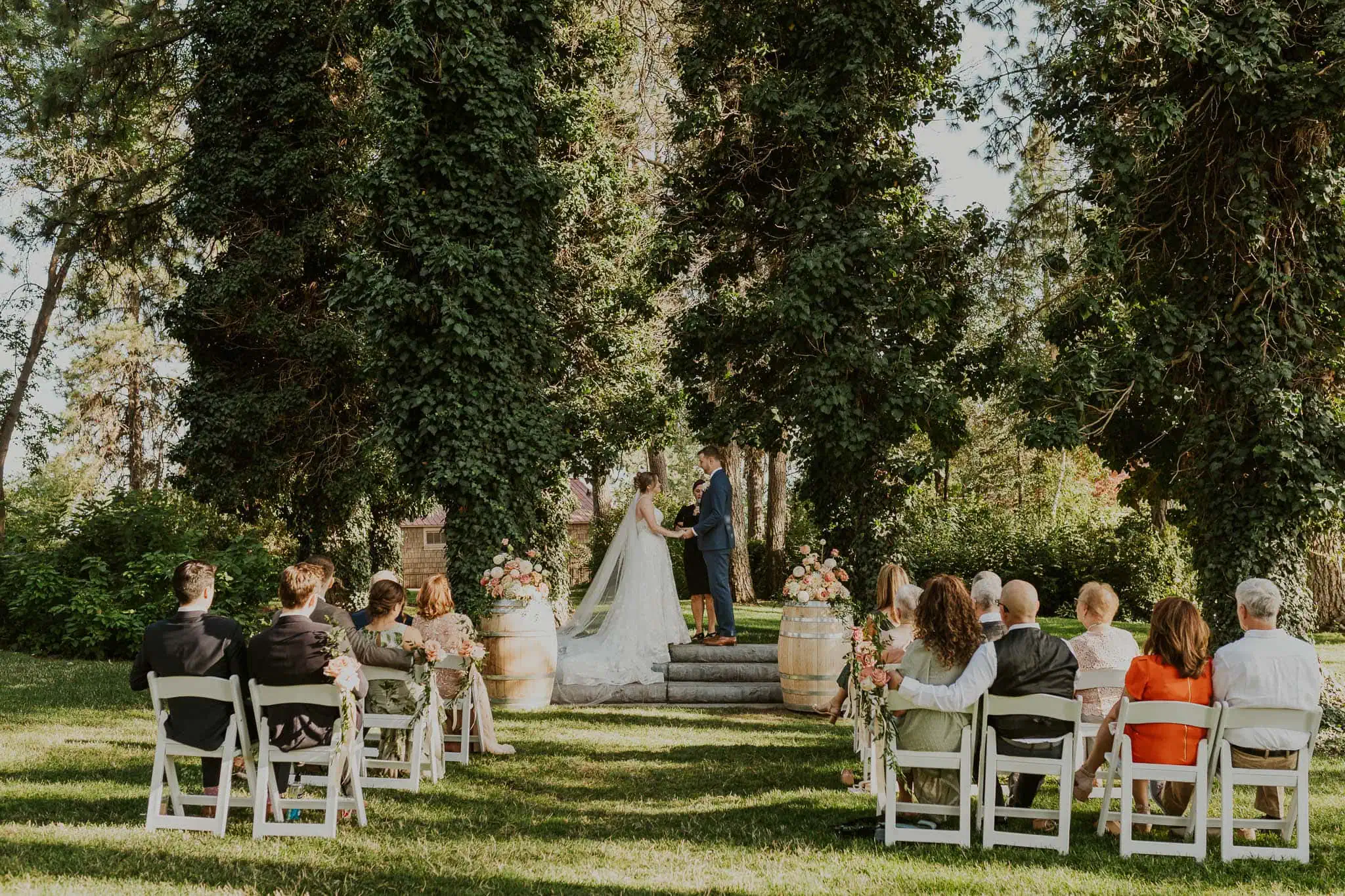 ceremony at enchanted forest at arbor crest winery