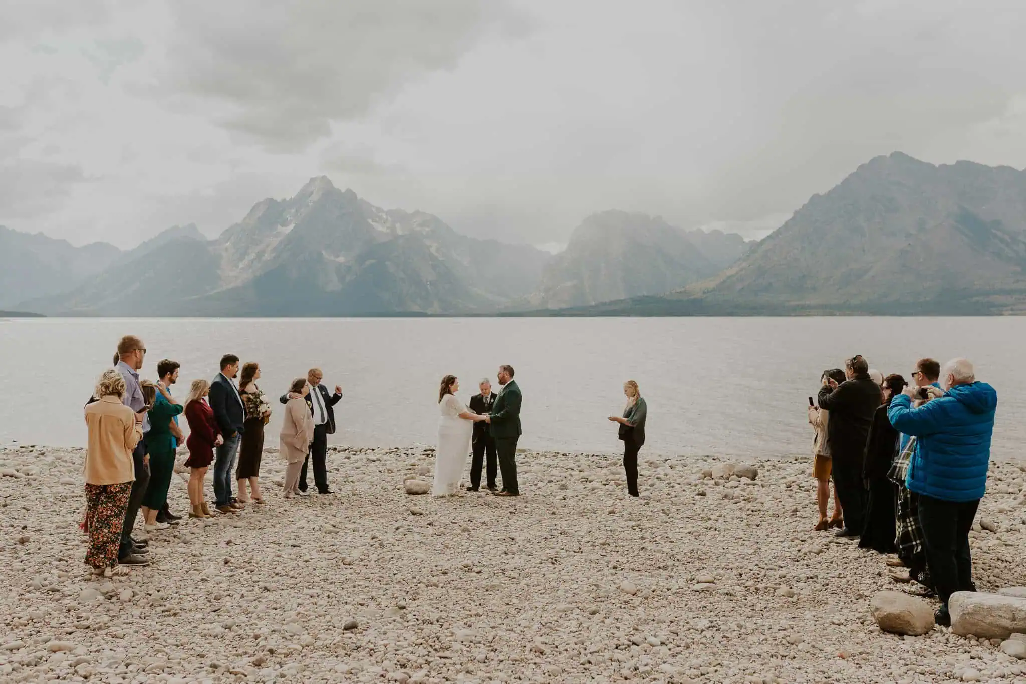 wedding ceremony at colter bay swim beach
