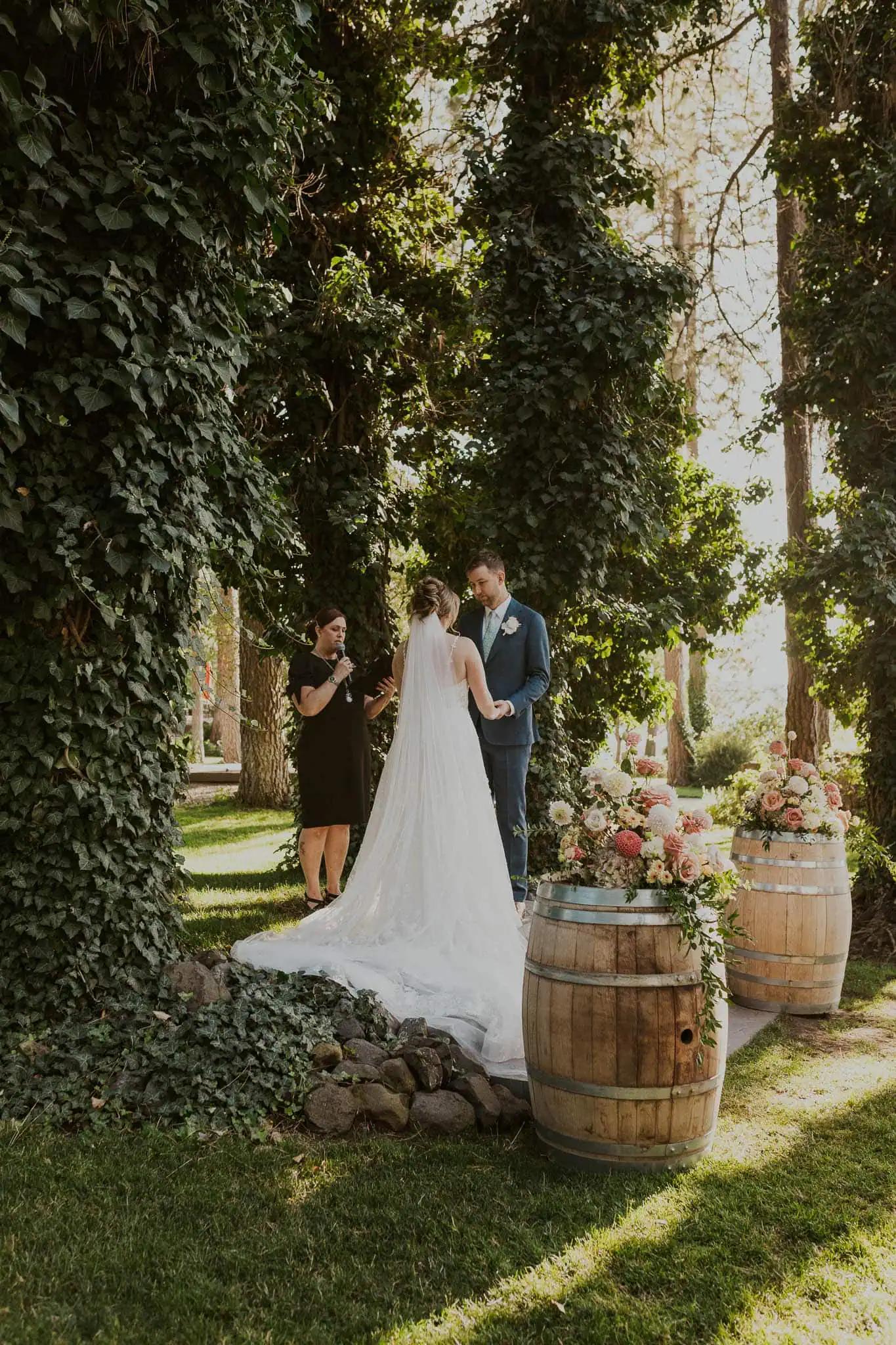 ceremony at enchanted forest at arbor crest winery